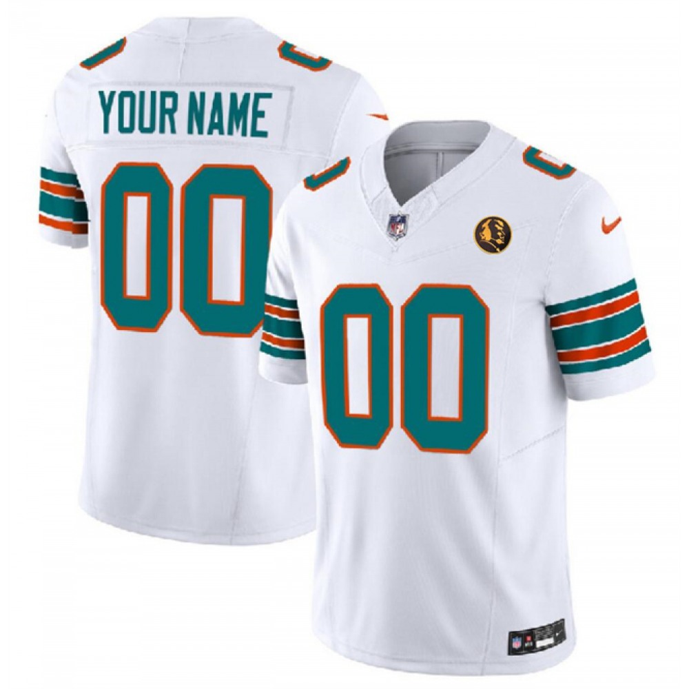 Men's Miami Dolphins Active Player Custom White 2023 F.U.S.E. Alternate With John Madden Patch Vapor Limited Stitched Football Jersey