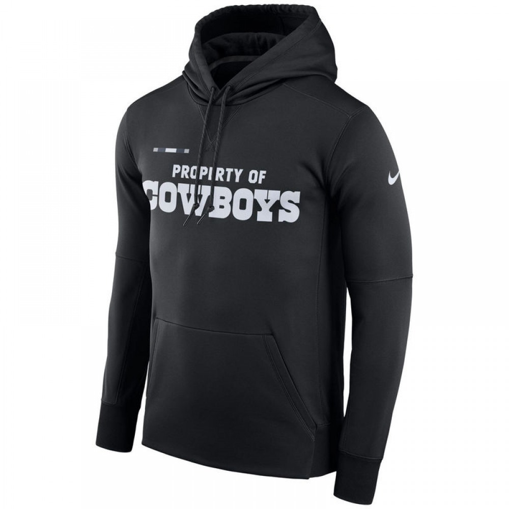 Men's Dallas CowboysBlack Sideline Property Of Performance Pullover Hoodie