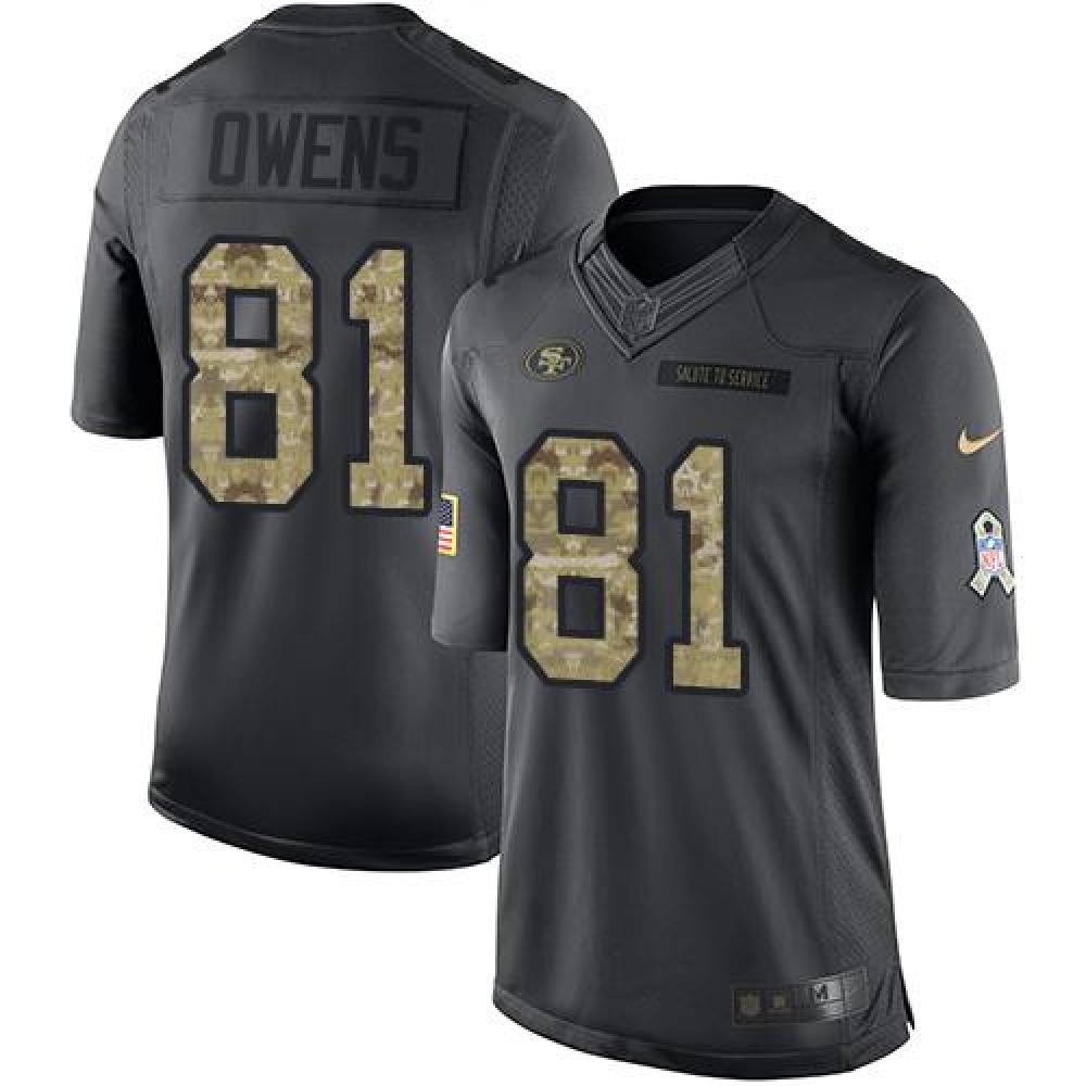 49ers #81 Terrell Owens Black Men's Stitched NFL Limited 2016 Salute to Service Jersey