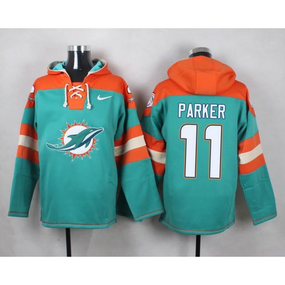 Dolphins #11 DeVante Parker Aqua Green Player Pullover NFL Hoodie