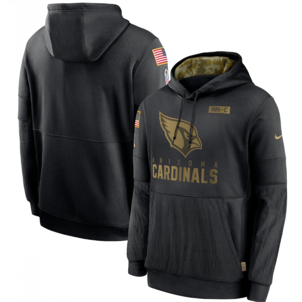 Men's Arizona Cardinals 2020 Black Salute to Service Sideline Performance Pullover Hoodie