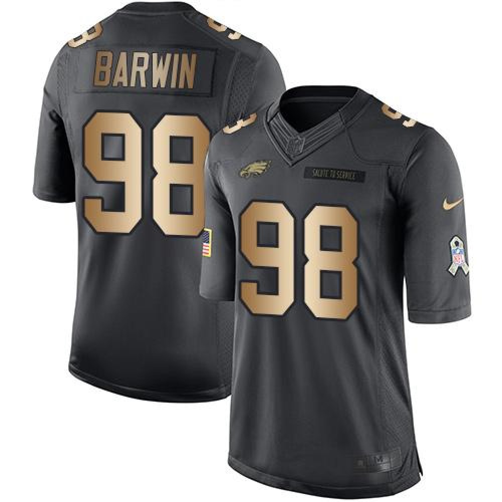 Eagles #98 Connor Barwin Black Men's Stitched NFL Limited Gold Salute To Service Jersey