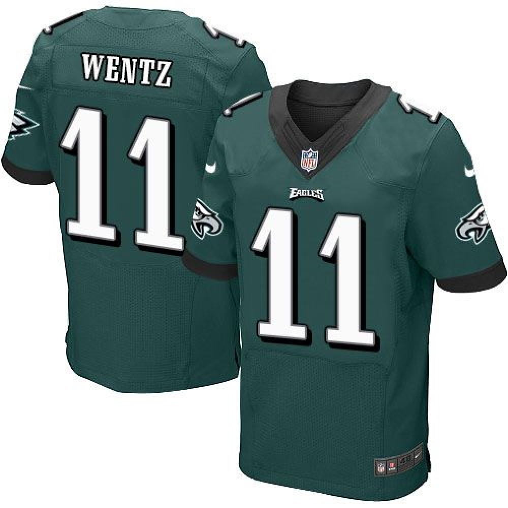 Eagles #11 Carson Wentz Midnight Green Team Color Men's Stitched NFL New Elite Jersey