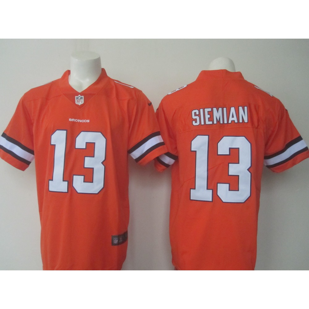 Men'sBroncos #13 Trevor Siemian Orange Limited Rush Stitched NFL Jersey
