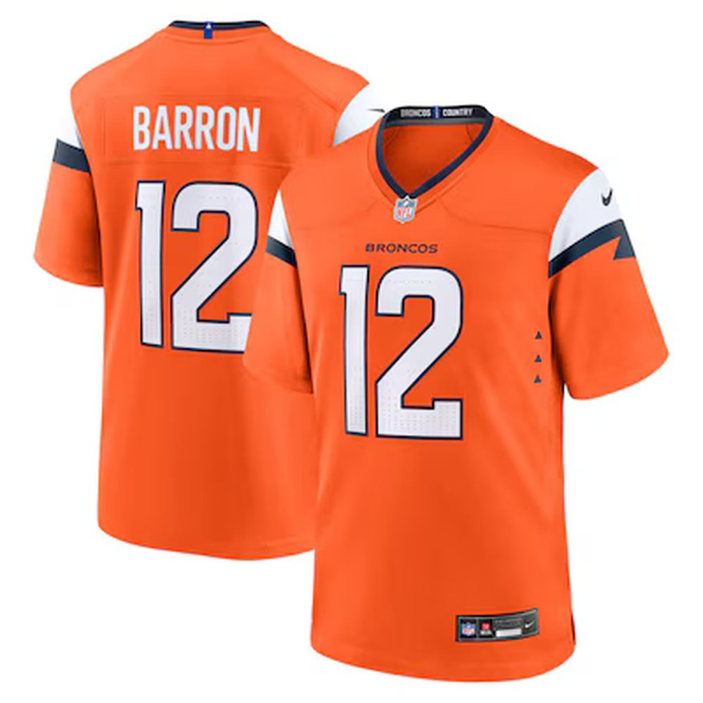 Youth Denver Broncos #12 Jahdae Barron Nike Orange 2025 NFL Draft First Round Pick Game Jersey