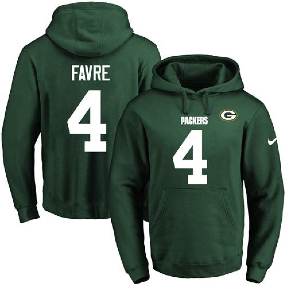 Packers #4 Brett Favre Green Name & Number Pullover NFL Hoodie