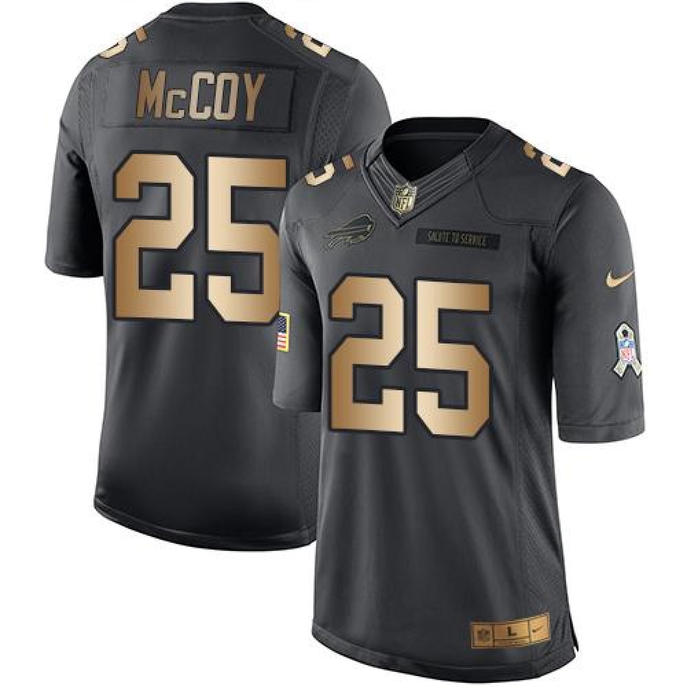 Bills #25 LeSean McCoy Black Men's Stitched NFL Limited Gold Salute To Service Jersey