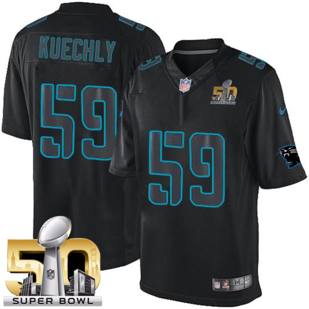 Panthers #59 Luke Kuechly Black Super Bowl 50 Men's Stitched NFL Impact Limited Jersey