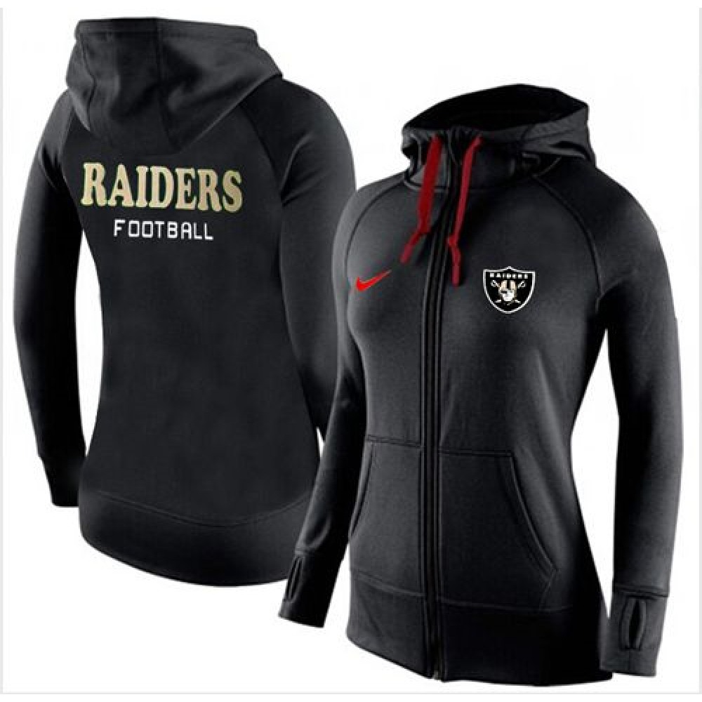 Women'sOakland Raiders Full-Zip Performance Hoodie Black_1