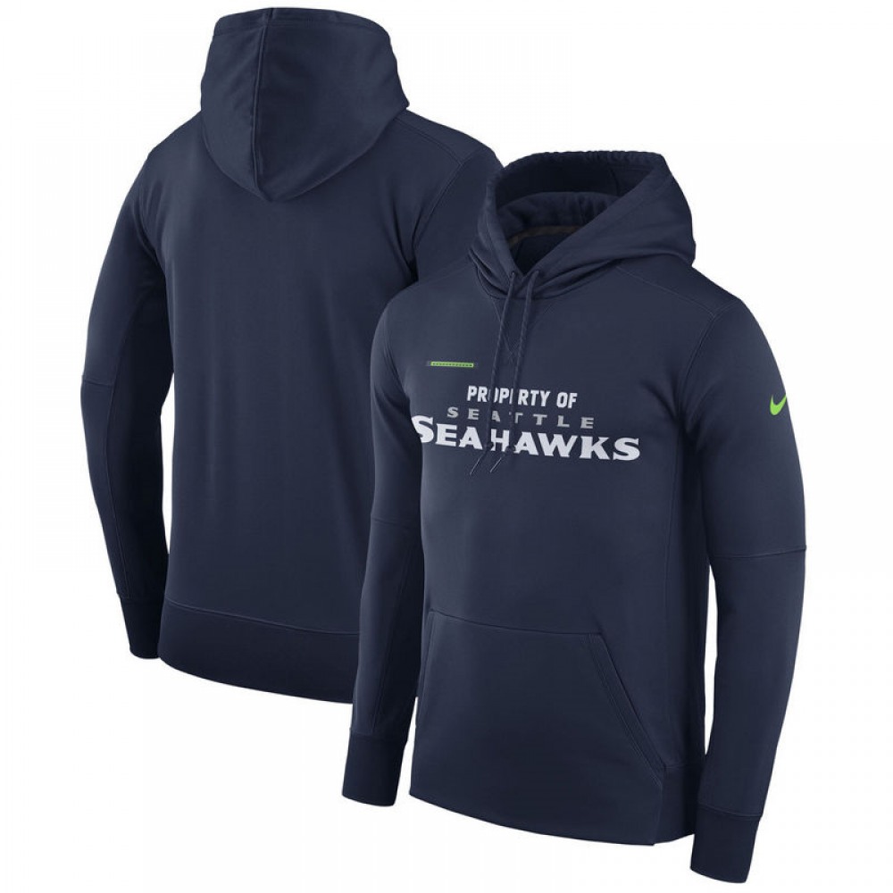 Men's Seattle SeahawksNavy Sideline Property Of Performance Pullover Hoodie