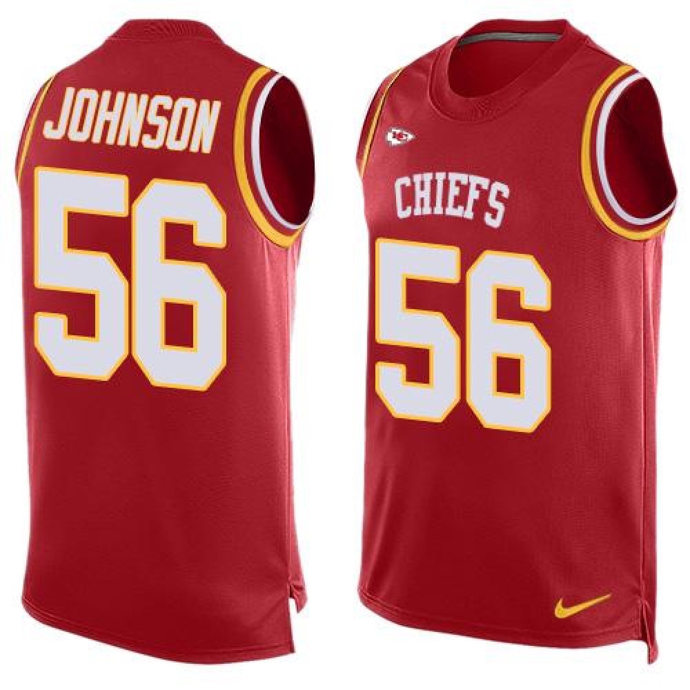 Chiefs #56 Derrick Johnson Red Team Color Men's Stitched NFL Limited Tank Top Jersey
