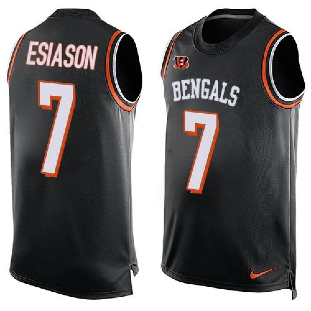 Bengals #7 Boomer Esiason Black Team Color Men's Stitched NFL Limited Tank Top Jersey