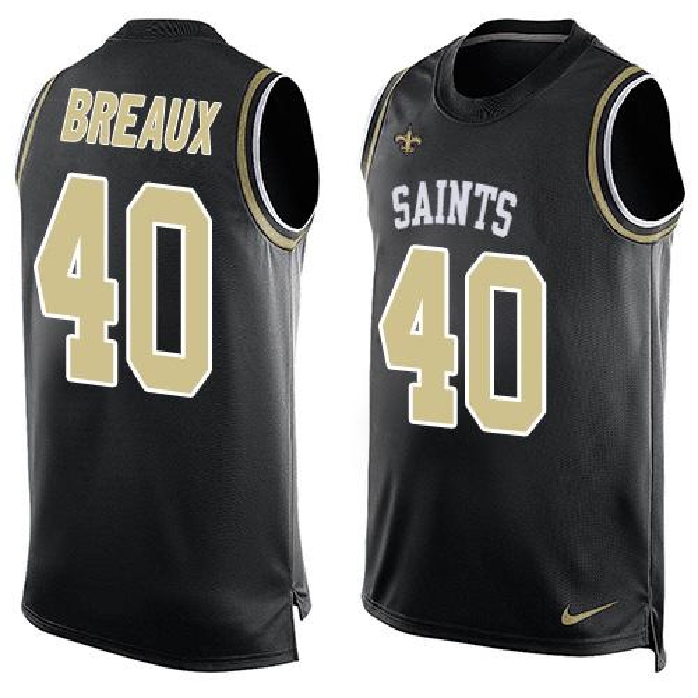 Saints #40 Delvin Breaux Black Team Color Men's Stitched NFL Limited Tank Top Jersey