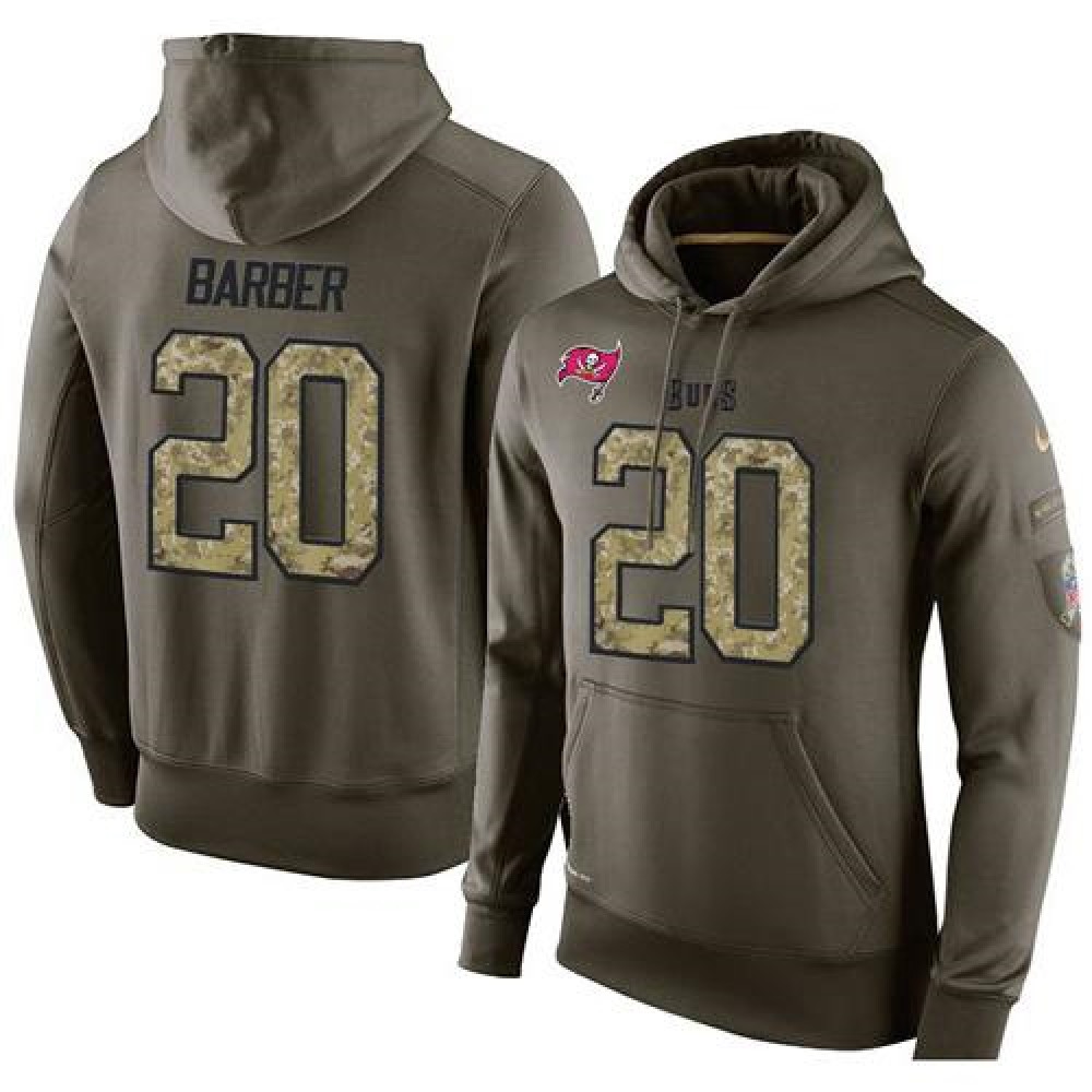 NFL Men'sTampa Bay Buccaneers #20 Ronde Barber Stitched Green Olive Salute To Service KO Performance Hoodie