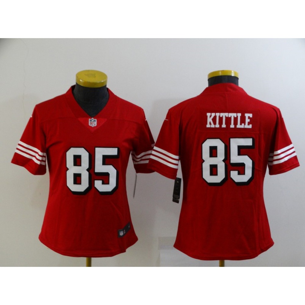 Women's San Francisco 49ers #85 George Kittle Red Stitched Jersey(Run Small)