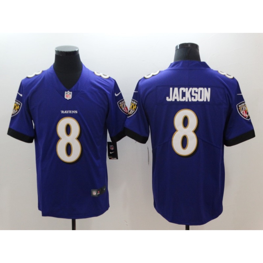 Men's Baltimore Ravens #8 Lamar Jackson Purple 2018 NFL Draft Vapor Untouchable Limited Jersey