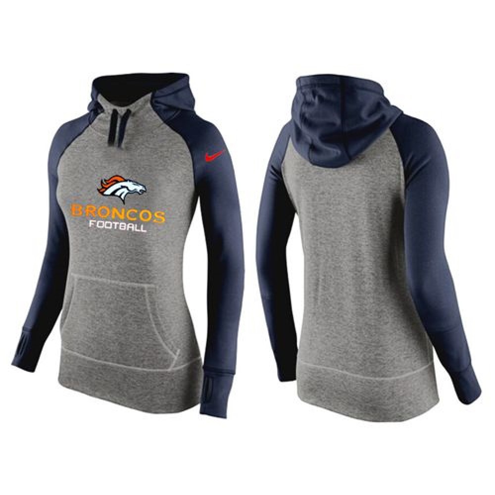 Women'sDenver Broncos Performance Hoodie Grey & Dark Blue