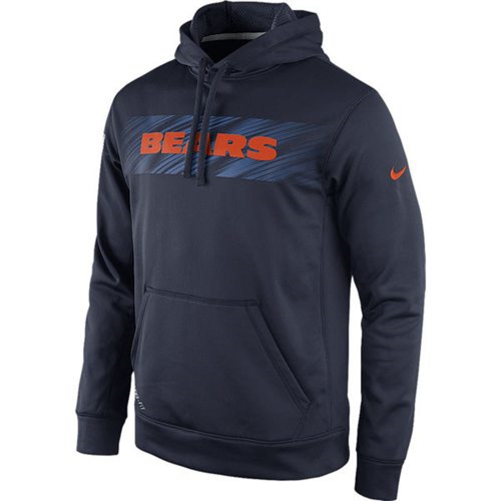 Chicago BearsKO Speed Wordmark Performance Hoodie Navy Blue