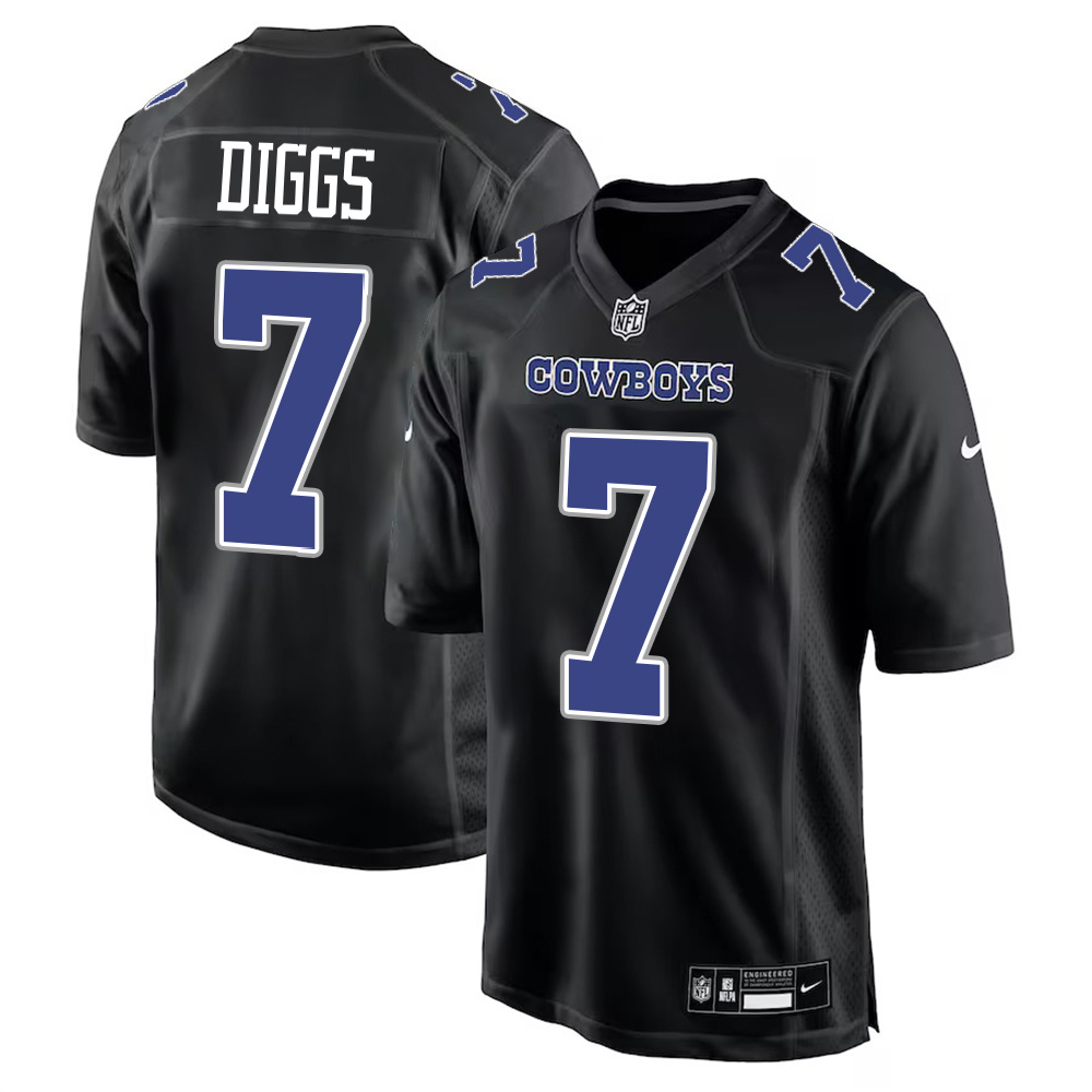 🔥Combo Sale - Dallas Cowboys Trevon Diggs Nike Carbon Black Fashion Game Jersey & New Era Navy Main 9FIFTY Adjustable Hat