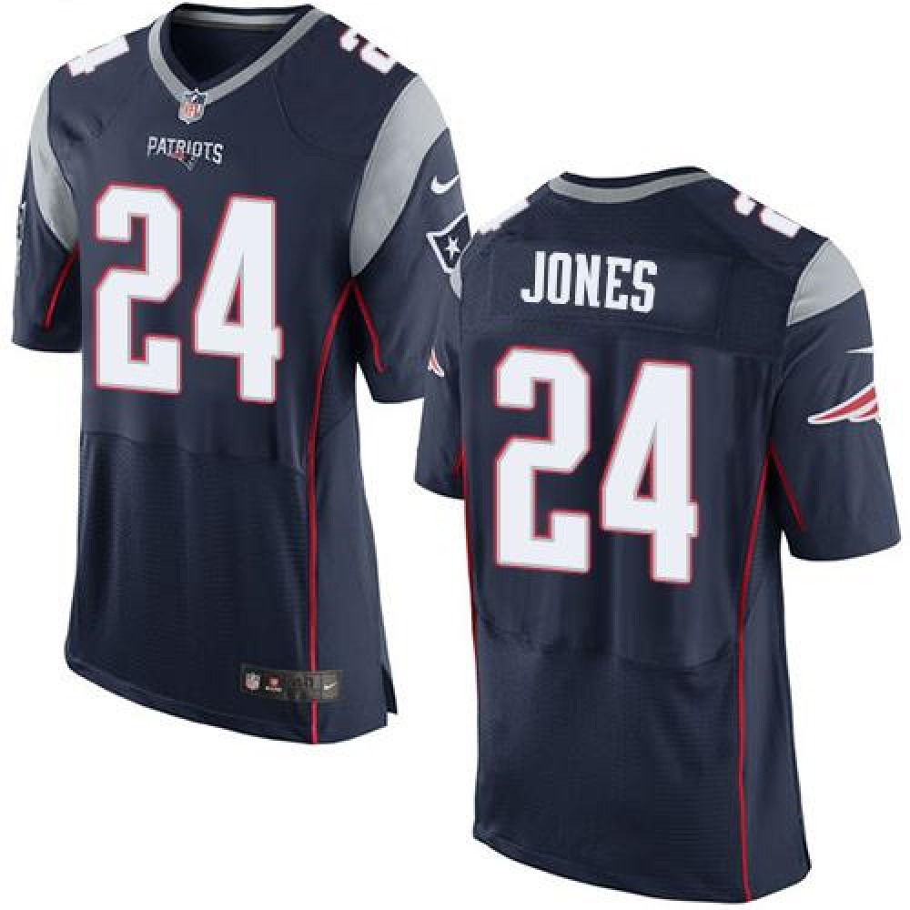Patriots #24 Cyrus Jones Navy Blue Team Color Men's Stitched NFL New Elite Jersey