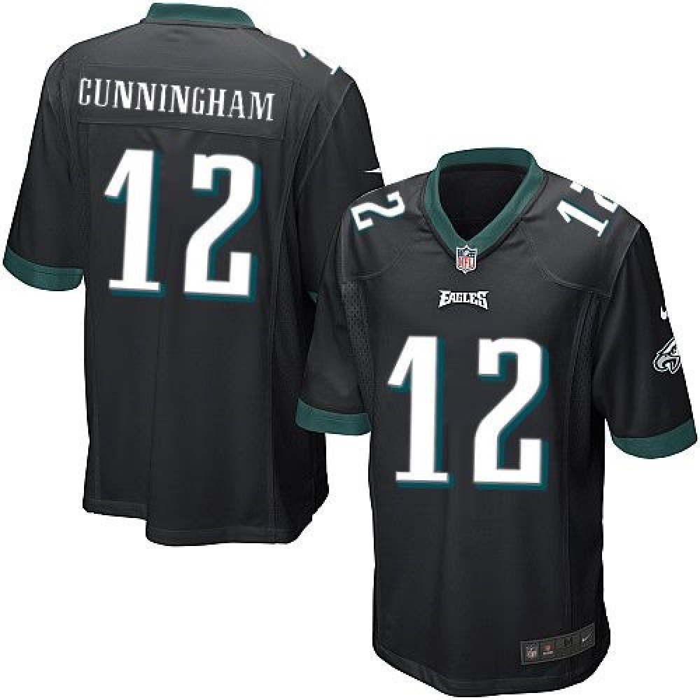 Eagles #12 Randall Cunningham Black Alternate Youth Stitched NFL New Elite Jersey