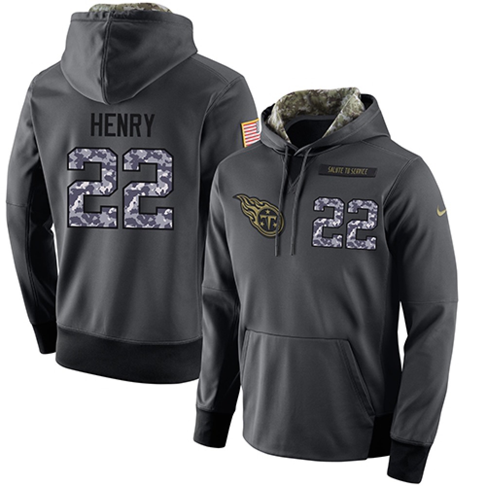 NFL Men'sTennessee Titans #22 Derrick Henry Stitched Black Anthracite Salute to Service Player Performance Hoodie