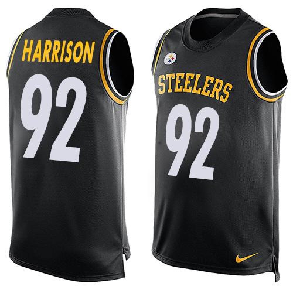 Steelers #92 James Harrison Black Team Color Men's Stitched NFL Limited Tank Top Jersey