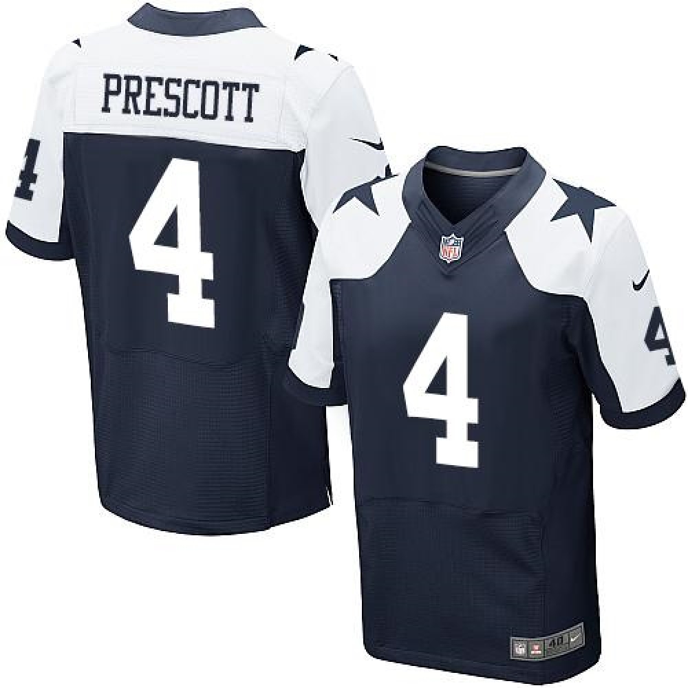 Cowboys #4 Dak Prescott Navy Blue Thanksgiving Throwback Men's Stitched NFL Elite Jersey