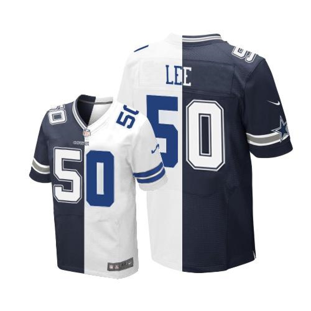 Cowboys #50 Sean Lee Navy Blue/White Men's Stitched NFL Elite Split Jersey
