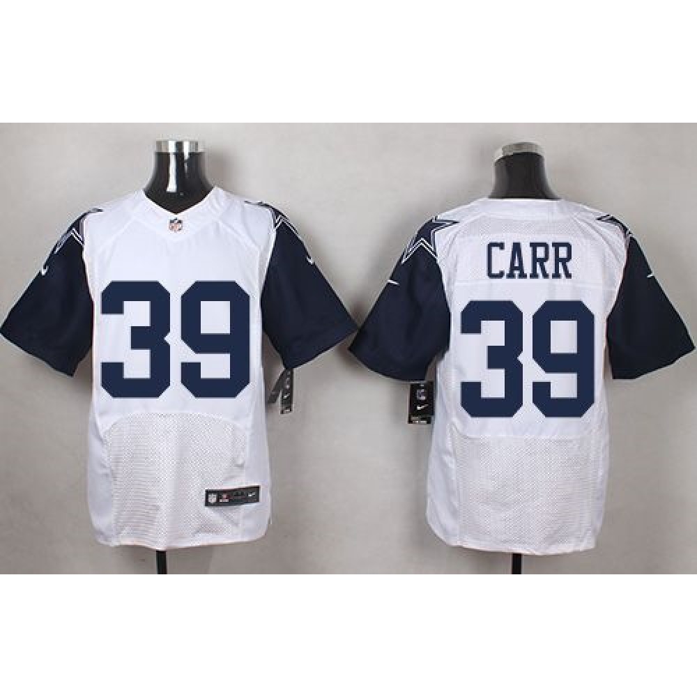 Cowboys #39 Brandon Carr White Men's Stitched NFL Elite Rush Jersey