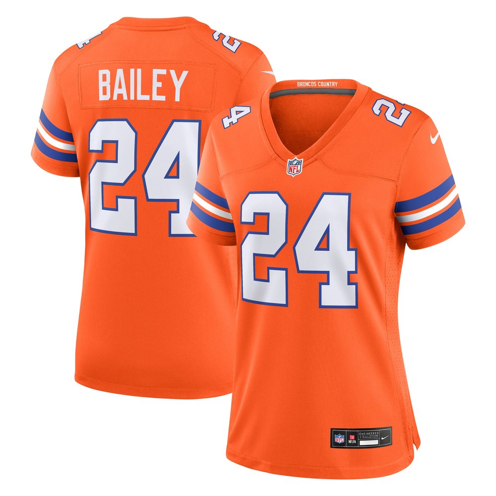 Women's Denver Broncos Champ BaileyOrange Mile High Collection 1977 Throwback Retired Player Game Jersey