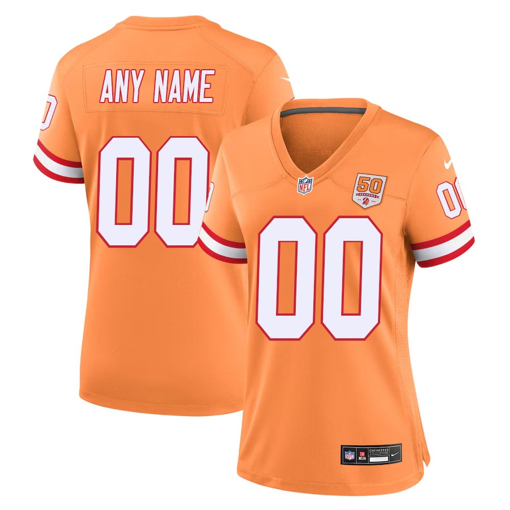 Women's '76 Tampa Bay Buccaneers Custom Orange Nike White 50th Season Game Jersey