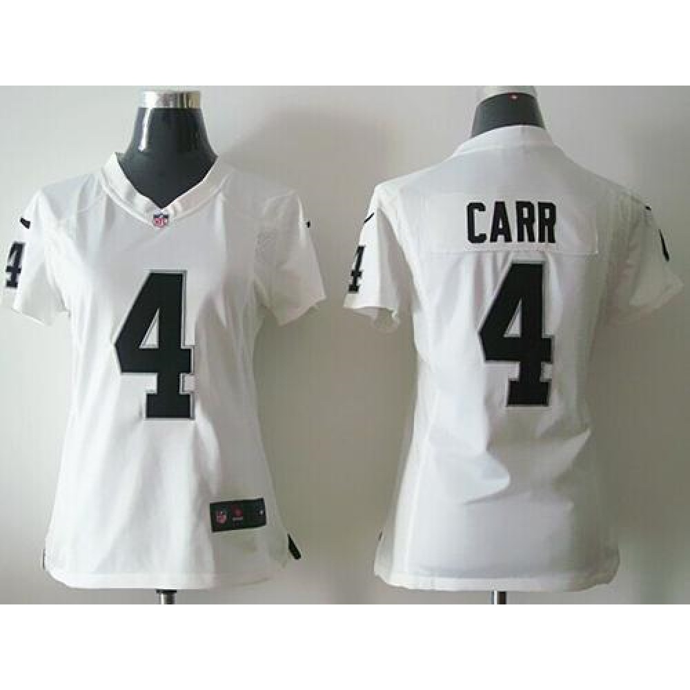 Raiders #4 Derek Carr White Women's Stitched NFL Elite Jersey