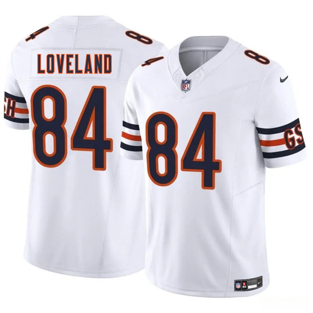 Men's Chicago Bears #84 Colston Loveland White 2025 Draft F.U.S.E. Vapor Untouchable Limited Stitched Football Jersey
