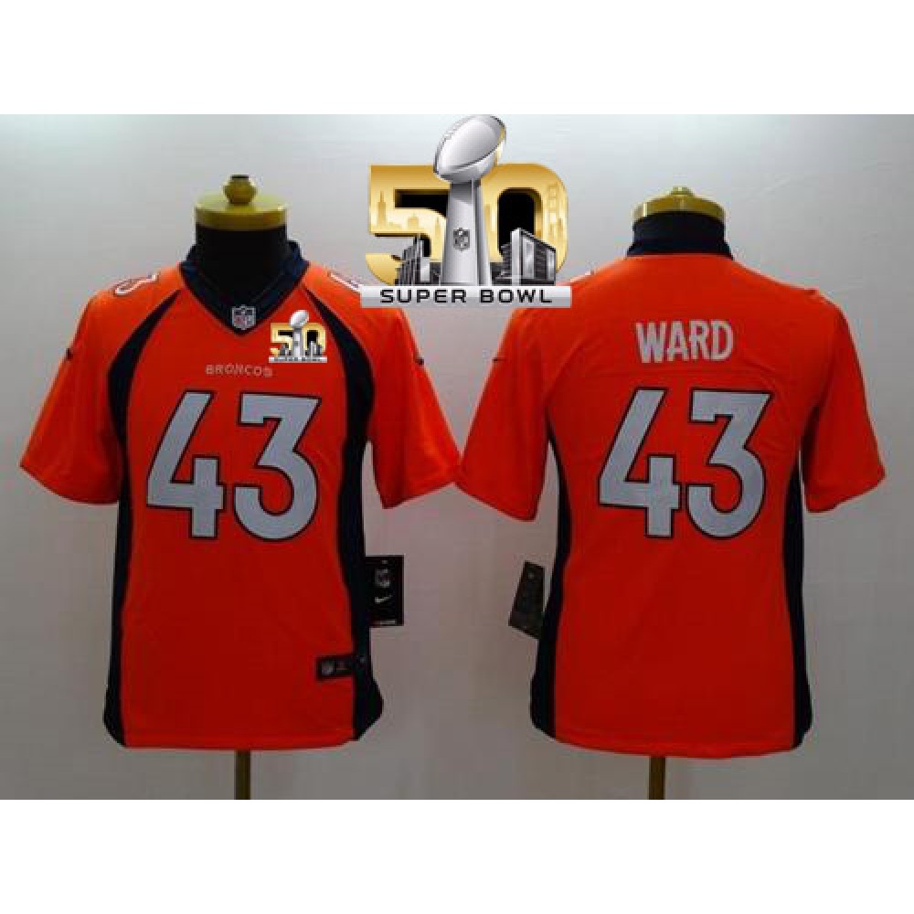 Broncos #43 T.J. Ward Orange Team Color Super Bowl 50 Youth Stitched NFL New Limited Jersey