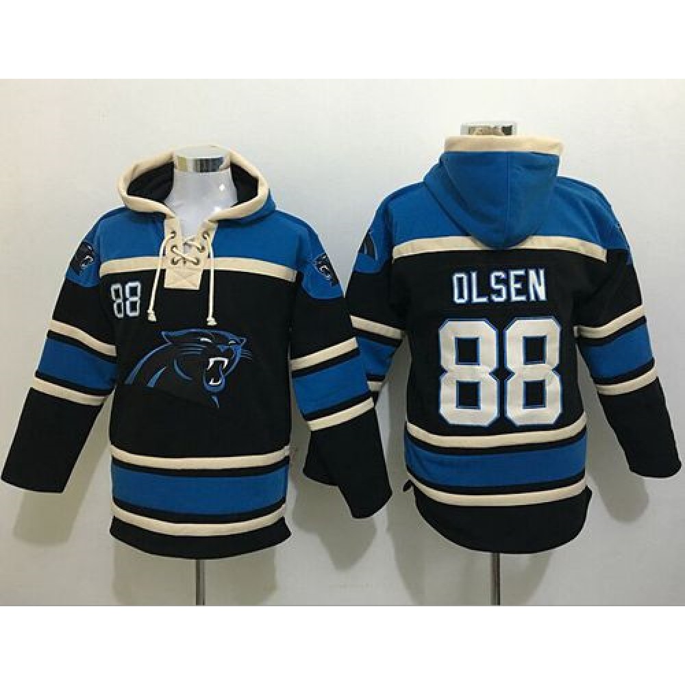 Panthers #88 Greg Olsen Black Sawyer Hoodie Sweatshirt NFL Hoodie