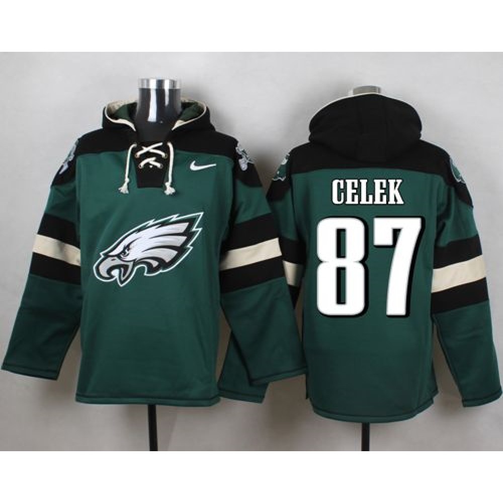 Eagles #87 Brent Celek Midnight Green Player Pullover NFL Hoodie