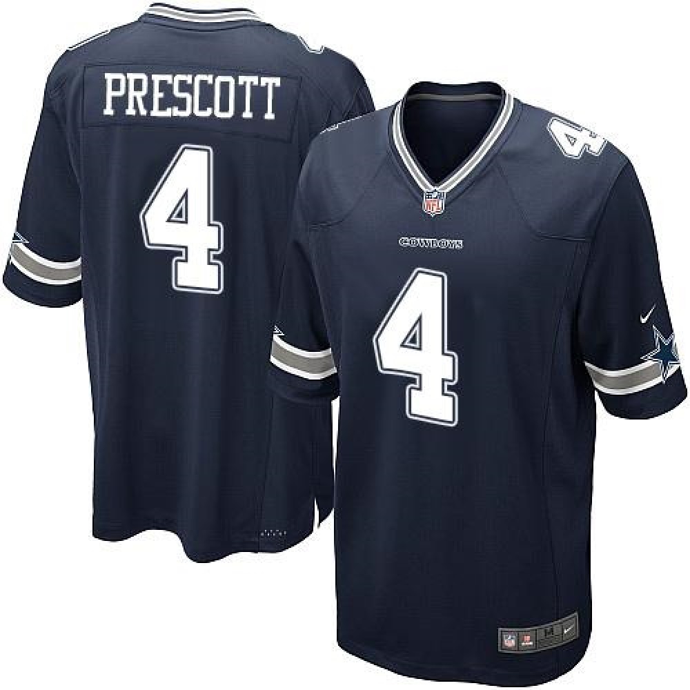 Cowboys #4 Dak Prescott Navy Blue Team Color Youth Stitched NFL Elite Jersey