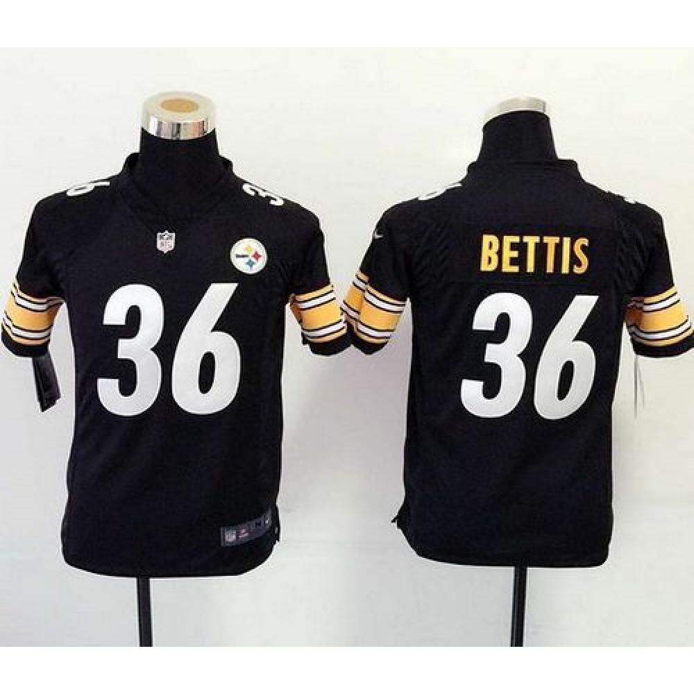 Steelers #36 Jerome Bettis Black Team Color Youth Stitched NFL Elite Jersey