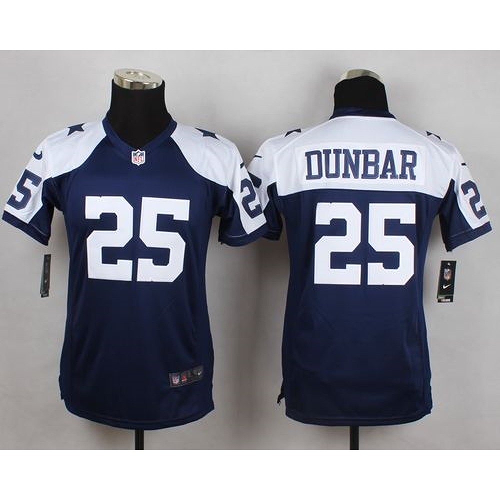 Cowboys #25 Lance Dunbar Navy Blue Thanksgiving Youth Throwback Stitched NFL Elite Jersey