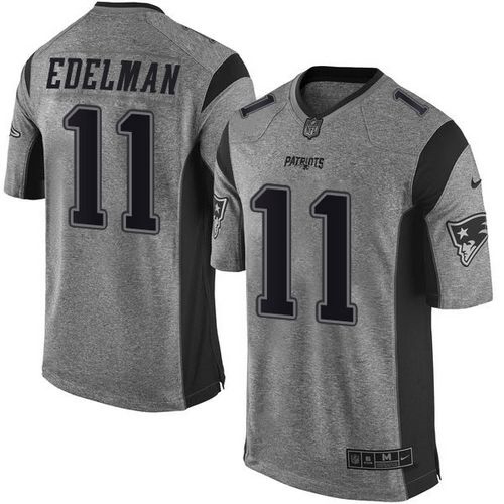 Patriots #11 Julian Edelman Gray Men's Stitched NFL Limited Gridiron Gray Jersey
