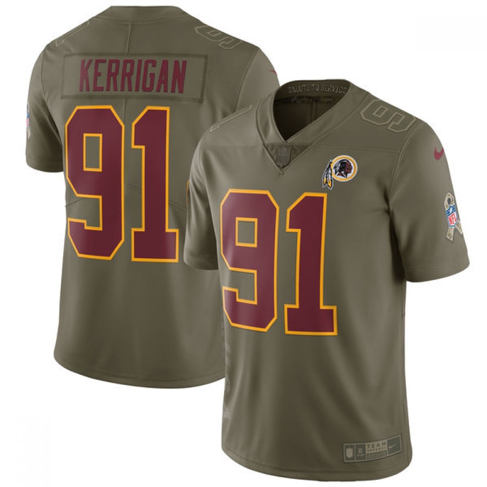 Men'sWashington Redskins #91 Ryan Kerrigan Olive Salute to Service Limited Stitched NFL Jersey