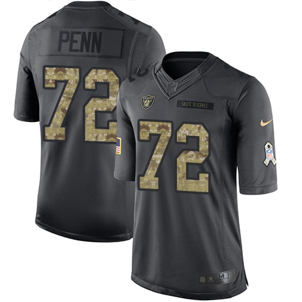 Raiders #72 Donald Penn Black Men's Stitched NFL Limited 2016 Salute To Service Jersey