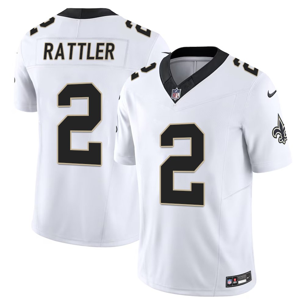 Men's New Orleans Saints #2 Spencer Rattler Nike White F.U.S.E Vapor Untouchable Limited Stitched Football Jersey
