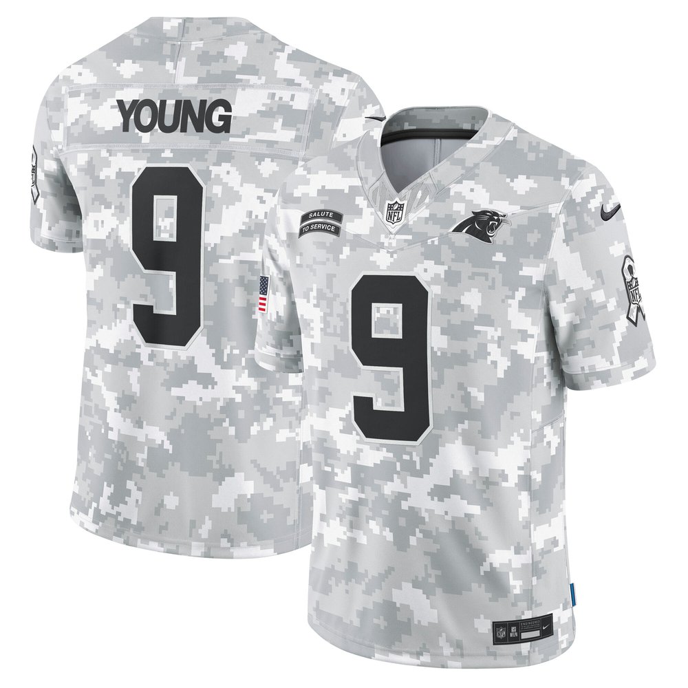 Men's Carolina Panthers Bryce YoungArctic Camo 2024 Salute to Service Limited Jersey