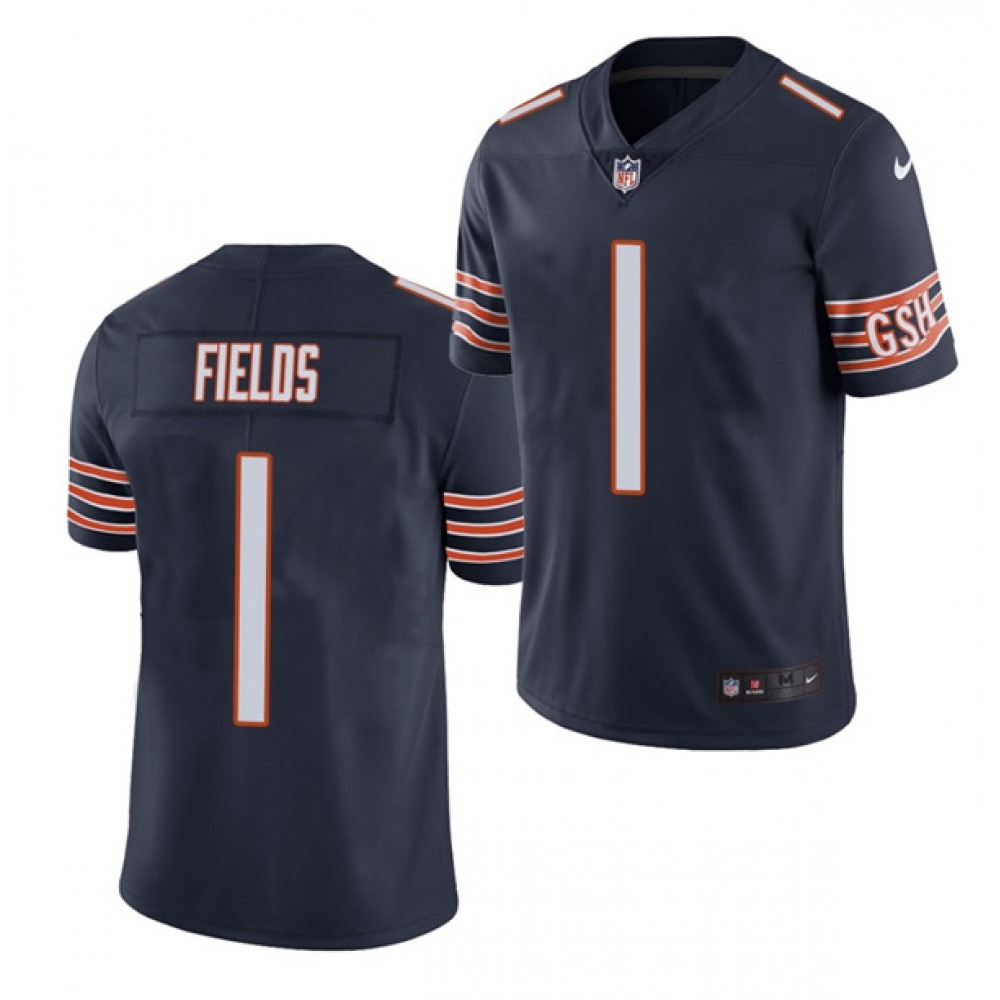Youth Chicago Bears #1 Justin Fields Navy 2021 NFL Draft Vapor Untouchable Limited Stitched Jersey