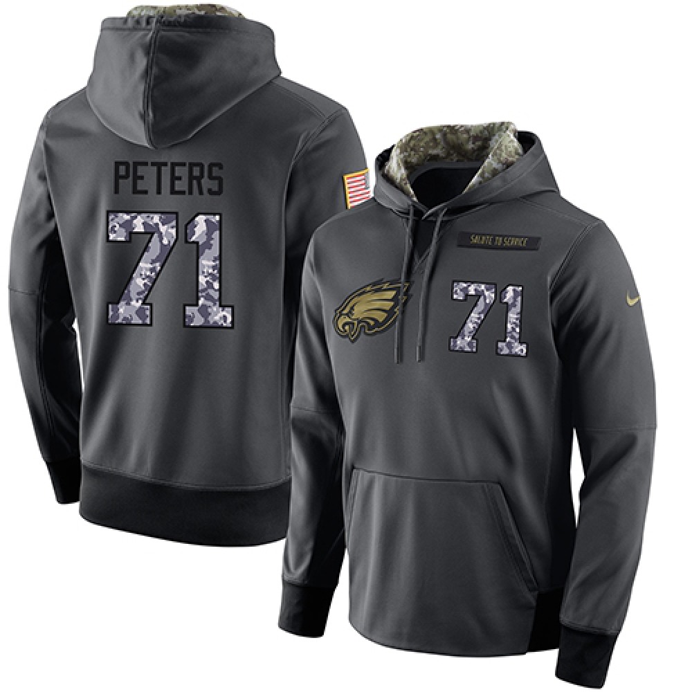 NFL Men'sPhiladelphia Eagles #71 Jason Peters Stitched Black Anthracite Salute to Service Player Performance Hoodie