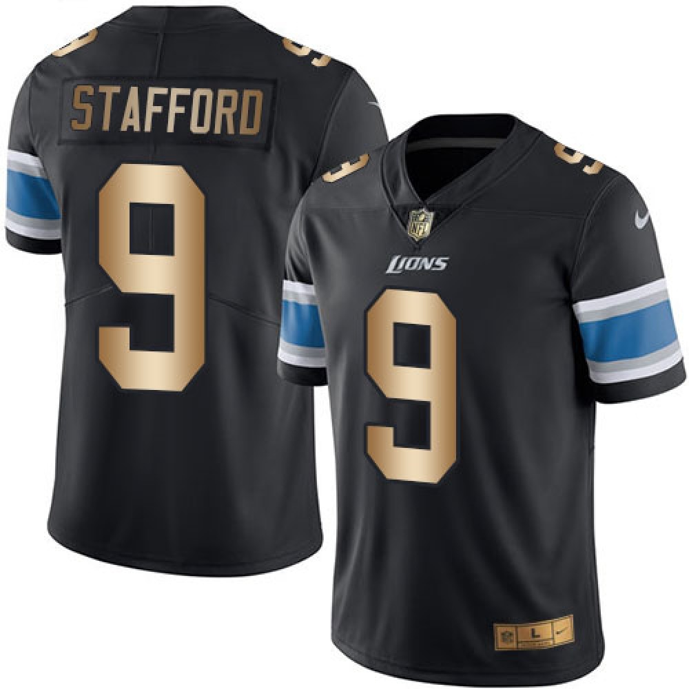 Lions #9 Matthew Stafford Black Men's Stitched NFL Limited Gold Rush Jersey