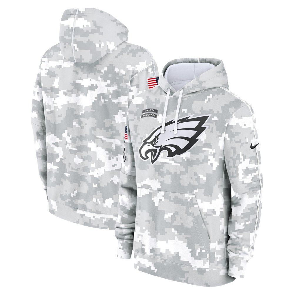 Men's Philadelphia EaglesArctic Camo 2024 Salute to Service Club Fleece Pullover Hoodie