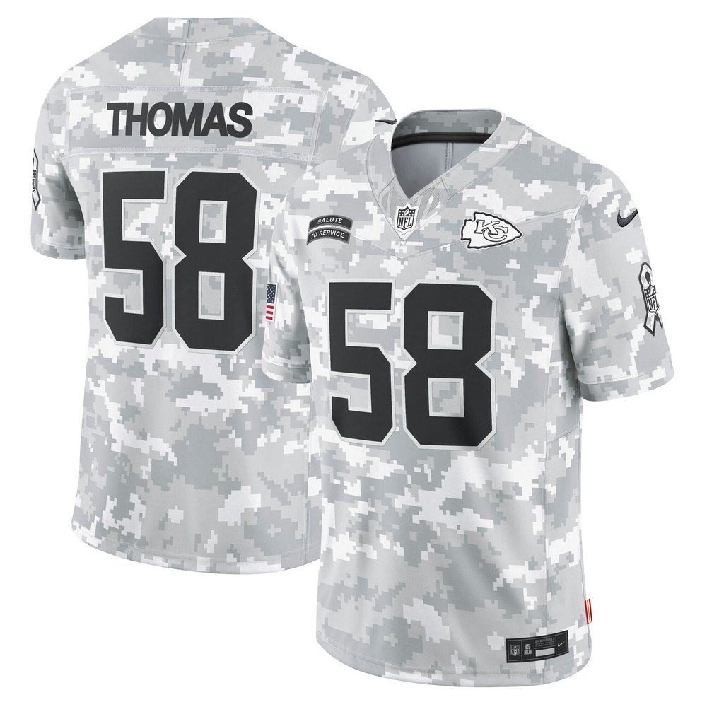 Men's Kansas City Chiefs Derrick ThomasArctic Camo 2024 Salute to Service Retired Player Limited Jersey